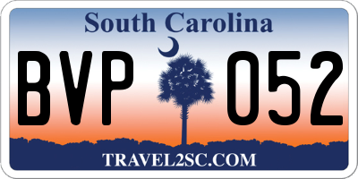 SC license plate BVP052