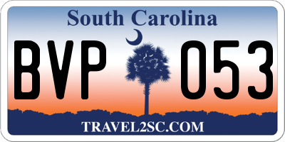 SC license plate BVP053