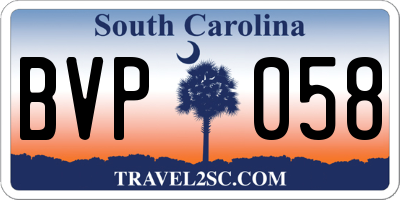 SC license plate BVP058
