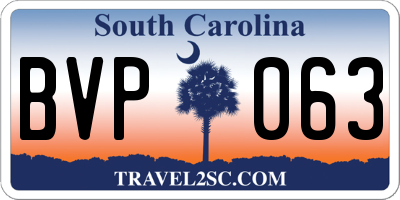 SC license plate BVP063
