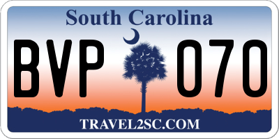 SC license plate BVP070