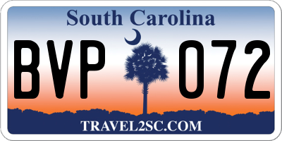 SC license plate BVP072