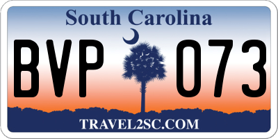 SC license plate BVP073