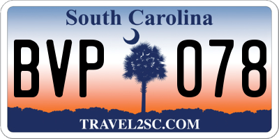 SC license plate BVP078