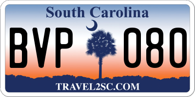 SC license plate BVP080