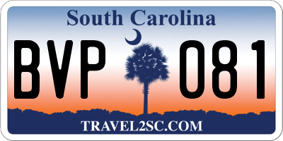 SC license plate BVP081