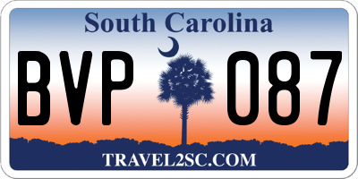 SC license plate BVP087