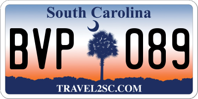 SC license plate BVP089
