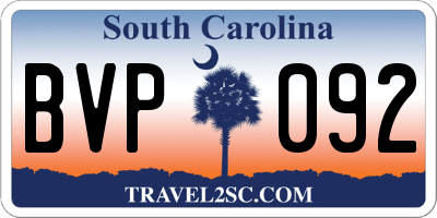 SC license plate BVP092