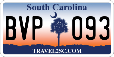 SC license plate BVP093