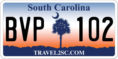 SC license plate BVP102