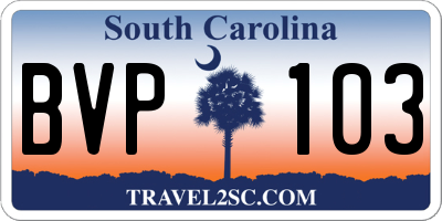 SC license plate BVP103