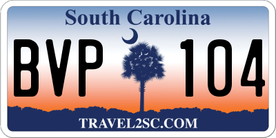 SC license plate BVP104