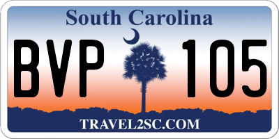 SC license plate BVP105