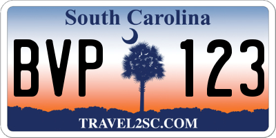 SC license plate BVP123