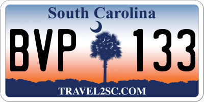 SC license plate BVP133