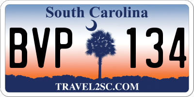 SC license plate BVP134