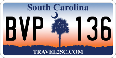 SC license plate BVP136