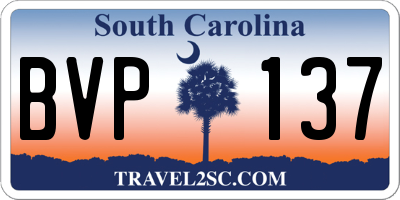 SC license plate BVP137