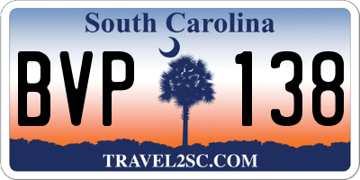 SC license plate BVP138