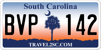 SC license plate BVP142