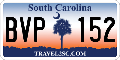 SC license plate BVP152