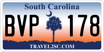 SC license plate BVP178