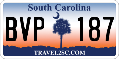 SC license plate BVP187