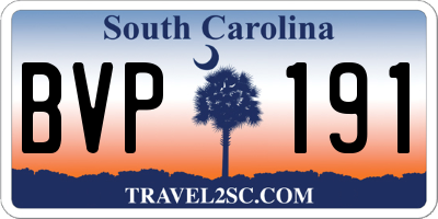 SC license plate BVP191
