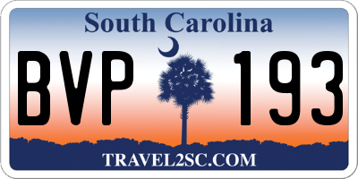 SC license plate BVP193