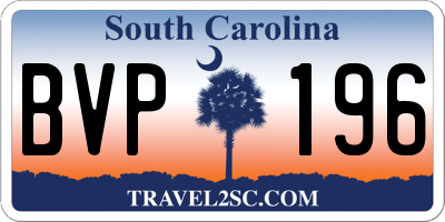SC license plate BVP196