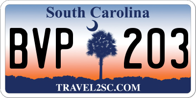 SC license plate BVP203