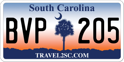 SC license plate BVP205