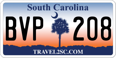 SC license plate BVP208
