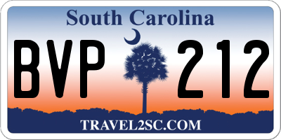 SC license plate BVP212
