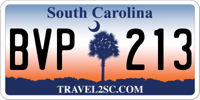 SC license plate BVP213