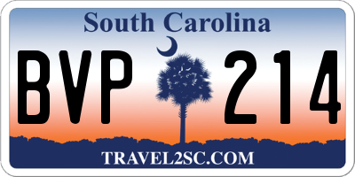 SC license plate BVP214