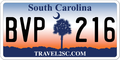 SC license plate BVP216