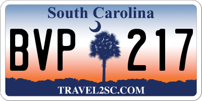 SC license plate BVP217