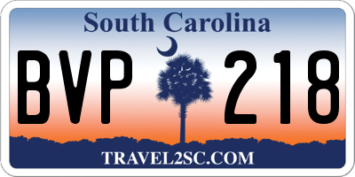 SC license plate BVP218