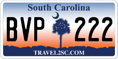 SC license plate BVP222