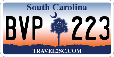 SC license plate BVP223