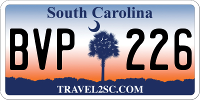 SC license plate BVP226