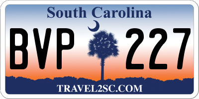 SC license plate BVP227