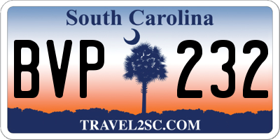 SC license plate BVP232