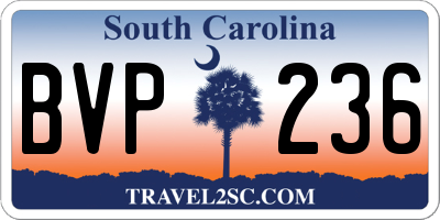 SC license plate BVP236