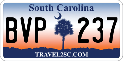 SC license plate BVP237