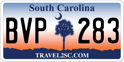 SC license plate BVP283