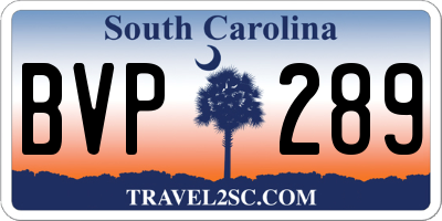 SC license plate BVP289