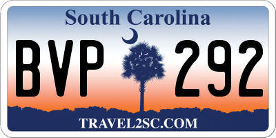 SC license plate BVP292